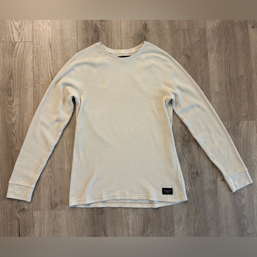 Abercrombie & Fitch Cream Waffle Knit Long Sleeve T Shirt